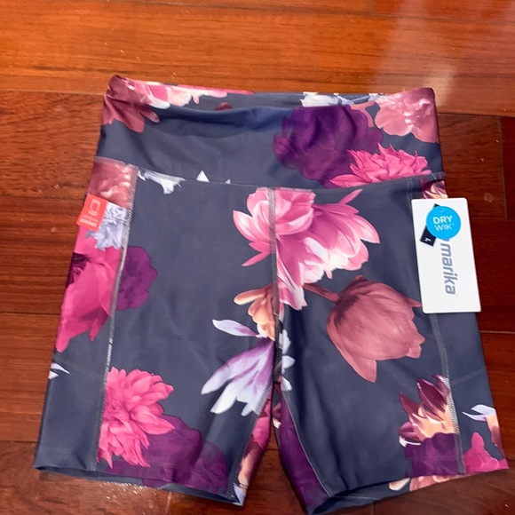 Marika Floral Spandex Workout Shorts 